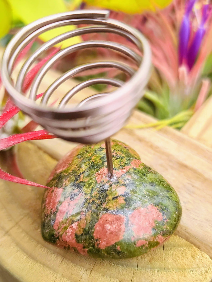 WYSIWYG Unakite Heart Air Plant Holder with Ionantha Mexican