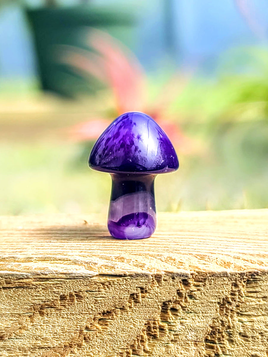 Mini Purple Dyed Agate Crystal Mushroom