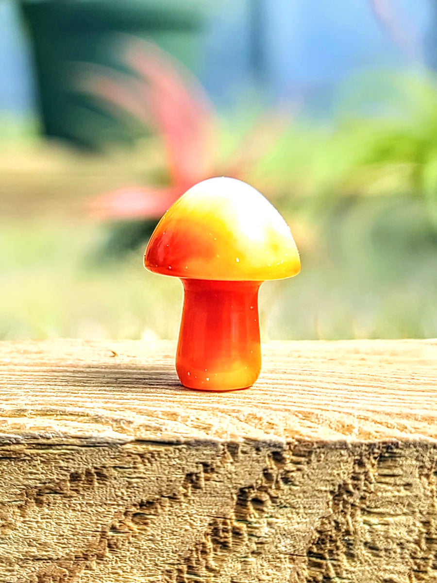 Mini Orange Dyed Agate Crystal Mushroom