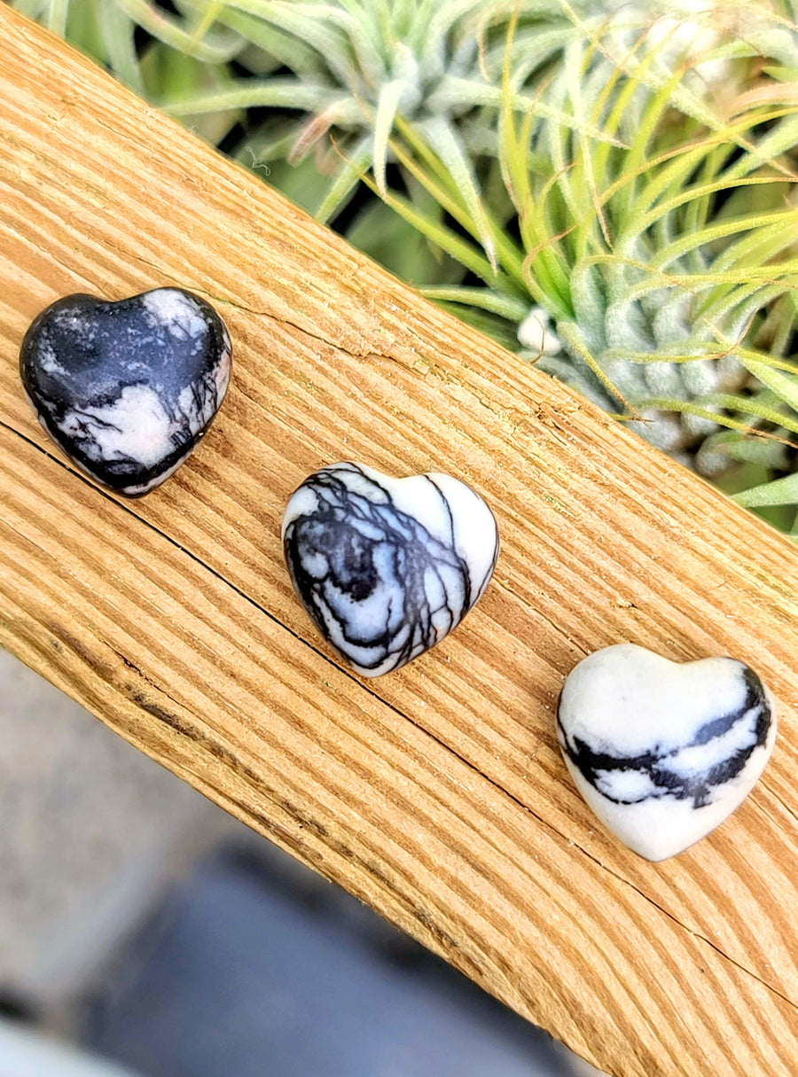 Mini Black Spider Web Jasper Crystal Heart
