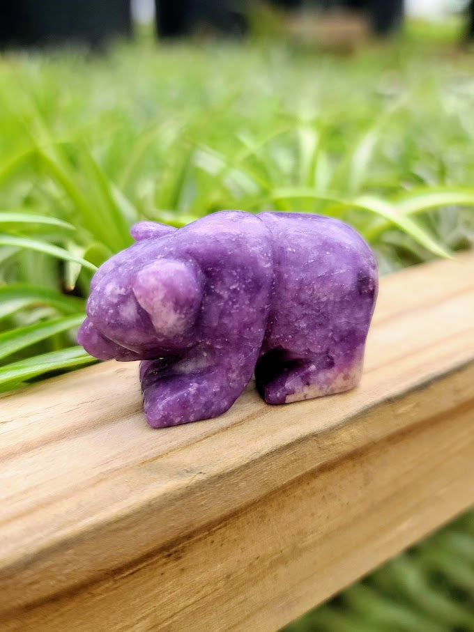Lepidolite Polar Bear Crystal Carving