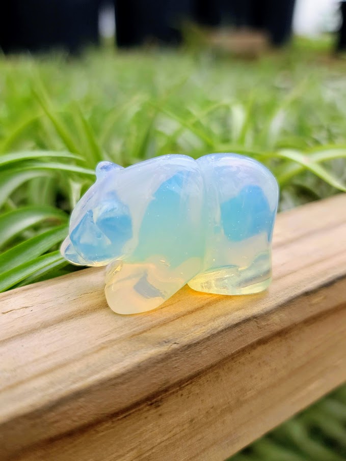 Opalite Polar Bear Crystal Carving