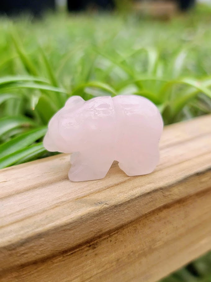 Rose Quartz Polar Bear Crystal Carving