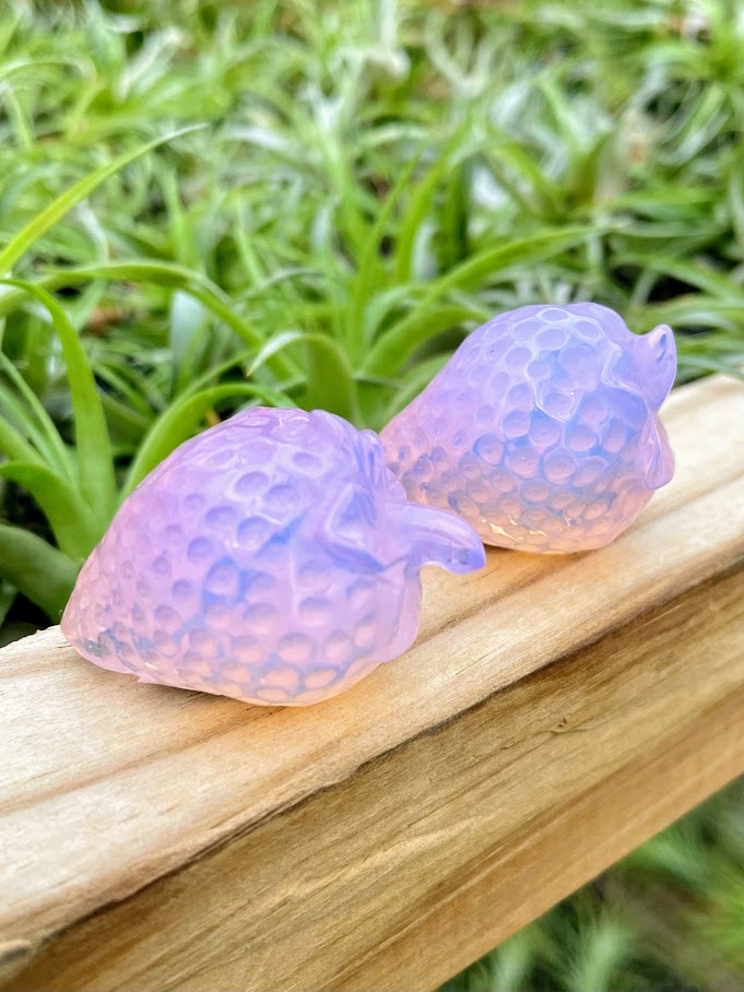 Pink Opalite Strawberry Carving